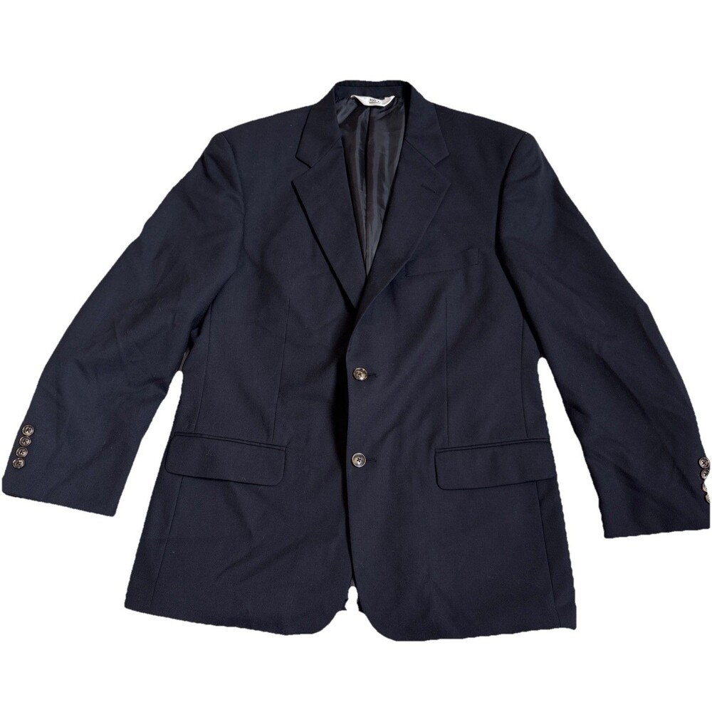 Versini Mens Navy Blue 2 Button 100% Wool  Blazer Sport Coat Size 41R Designer